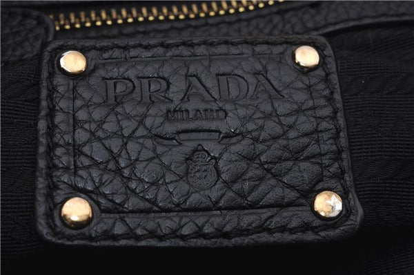 Authentic PRADA Vintage Tassel Shoulder Drawstring Bag Leather Black 9689E