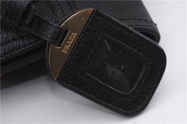 Authentic PRADA Vintage Tassel Shoulder Drawstring Bag Leather Black 9689E