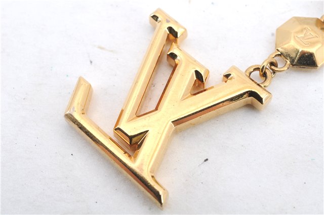 Authentic Louis Vuitton Porte Cles LV Facet Charm Key Ring Gold M65216 LV 9690C