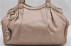 Authentic GUCCI Vintage Sukey Shoulder Tote Bag Leather 211944 Beige 9692F