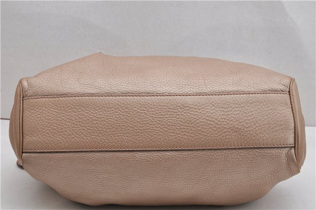 Authentic GUCCI Vintage Sukey Shoulder Tote Bag Leather 211944 Beige 9692F