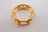 Authentic HERMES Scarf Ring Chaine d Ancre Chain Design Gold Tone Box 9693F