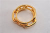 Authentic HERMES Scarf Ring Chaine d Ancre Chain Design Gold Tone Box 9693F