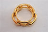 Authentic HERMES Scarf Ring Chaine d Ancre Chain Design Gold Tone Box 9693F