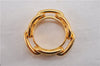 Authentic HERMES Scarf Ring Chaine d Ancre Chain Design Gold Tone Box 9693F