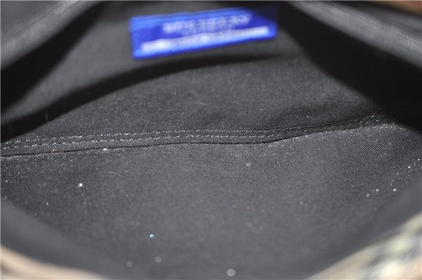 Authentic BURBERRY BLUE LABEL Check Hand Bag Nylon Leather Beige 9695E