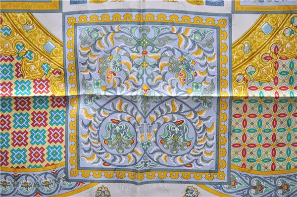 Authentic HERMES Carre 90 Scarf "CIELS BYZANTINS" Silk Yellow Box 9697D