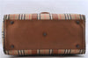 Authentic Burberrys Vintage Check Canvas Travel Boston Bag Brown Beige 9698C