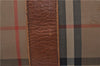 Authentic Burberrys Vintage Check Canvas Travel Boston Bag Brown Beige 9698C