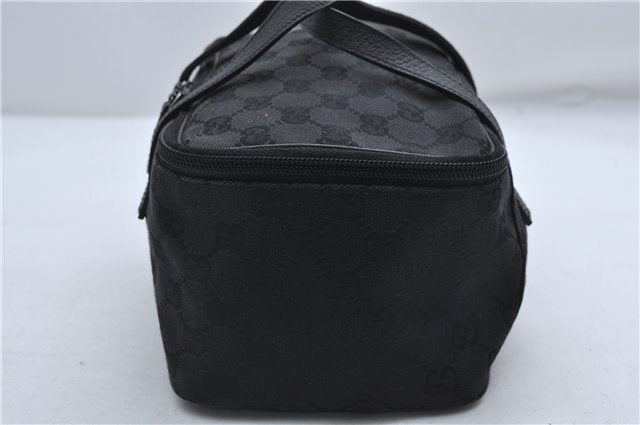 Authentic GUCCI Vanity Hand Bag Purse Canvas Leather 124540 Black 9700D