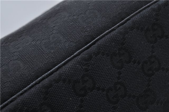 Authentic GUCCI Vanity Hand Bag Purse Canvas Leather 124540 Black 9700D