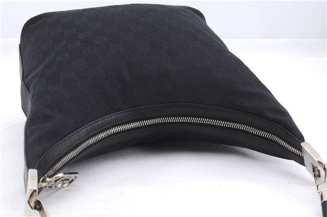 Authentic GUCCI Shoulder Hand Bag Purse GG Canvas Leather 0013814 Black 9704D