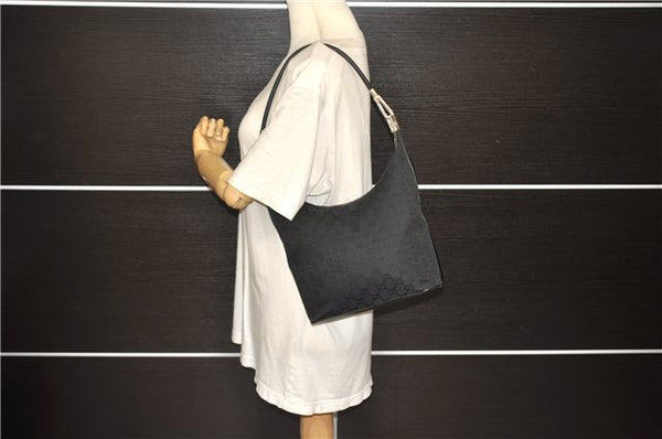 Authentic GUCCI Shoulder Hand Bag Purse GG Canvas Leather 0013814 Black 9704D