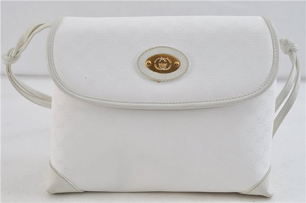 Authentic GUCCI Micro GG PVC Leather Shoulder Cross Body Bag Purse White 9705C