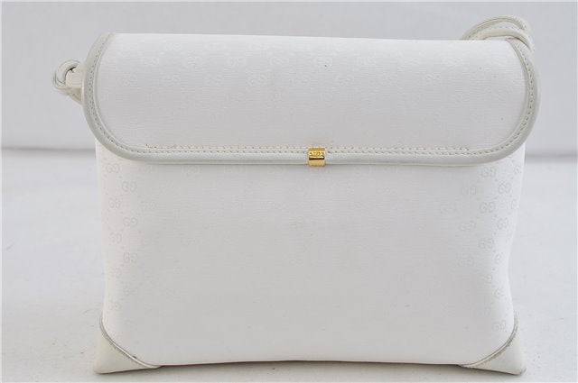 Authentic GUCCI Micro GG PVC Leather Shoulder Cross Body Bag Purse White 9705C