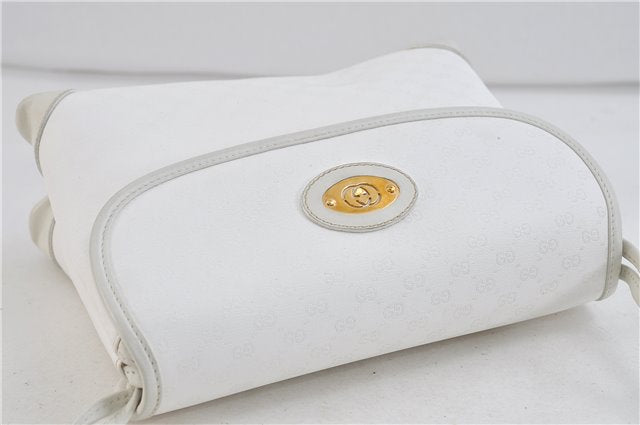 Authentic GUCCI Micro GG PVC Leather Shoulder Cross Body Bag Purse White 9705C