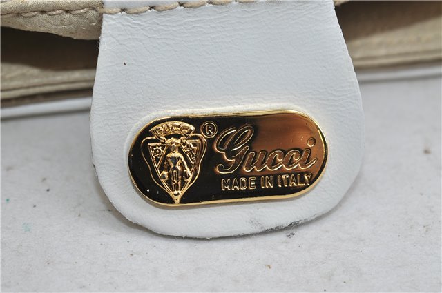 Authentic GUCCI Micro GG PVC Leather Shoulder Cross Body Bag Purse White 9705C