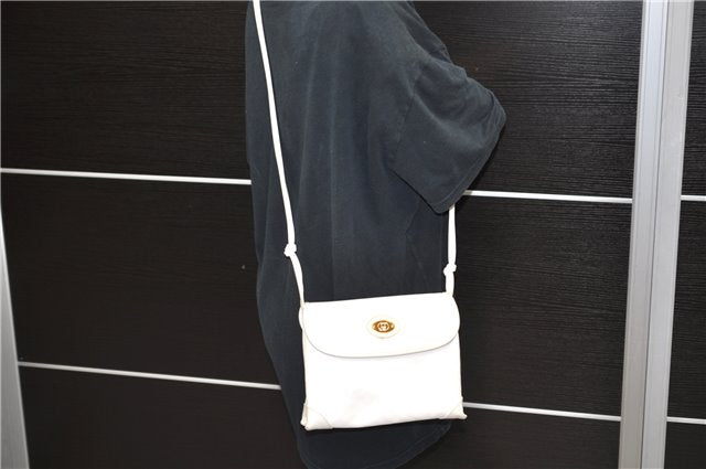 Authentic GUCCI Micro GG PVC Leather Shoulder Cross Body Bag Purse White 9705C