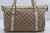 Authentic GUCCI Abbey Shoulder Tote Bag GG Canvas Leather 141470 Brown 9706D