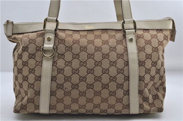 Authentic GUCCI Abbey Shoulder Tote Bag GG Canvas Leather 141470 Brown 9706D