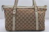 Authentic GUCCI Abbey Shoulder Tote Bag GG Canvas Leather 141470 Brown 9706D