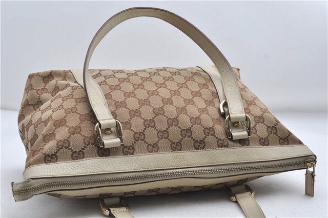 Authentic GUCCI Abbey Shoulder Tote Bag GG Canvas Leather 141470 Brown 9706D