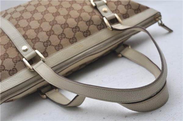 Authentic GUCCI Abbey Shoulder Tote Bag GG Canvas Leather 141470 Brown 9706D
