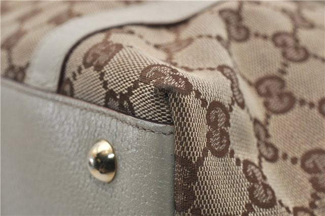 Authentic GUCCI Abbey Shoulder Tote Bag GG Canvas Leather 141470 Brown 9706D