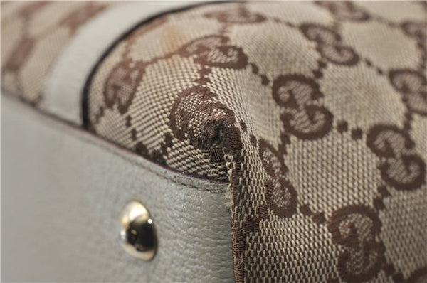 Authentic GUCCI Abbey Shoulder Tote Bag GG Canvas Leather 141470 Brown 9706D