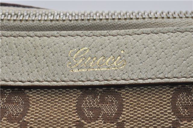 Authentic GUCCI Abbey Shoulder Tote Bag GG Canvas Leather 141470 Brown 9706D