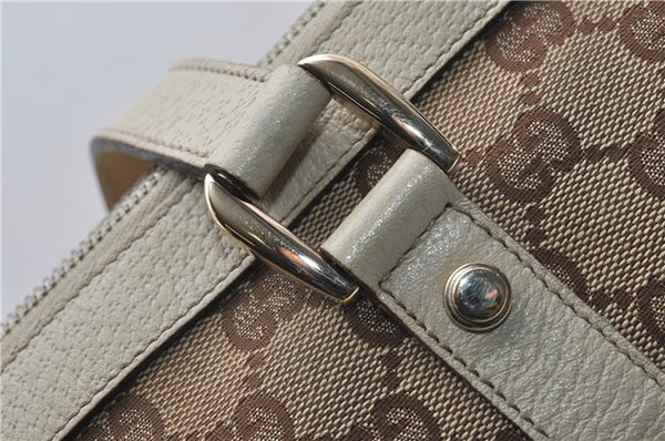 Authentic GUCCI Abbey Shoulder Tote Bag GG Canvas Leather 141470 Brown 9706D