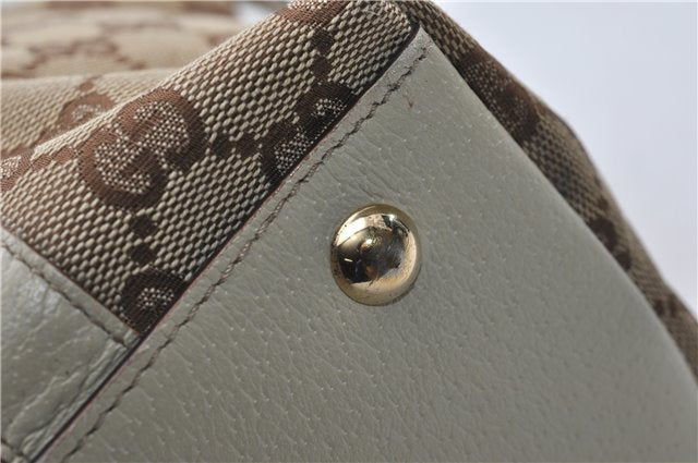 Authentic GUCCI Abbey Shoulder Tote Bag GG Canvas Leather 141470 Brown 9706D