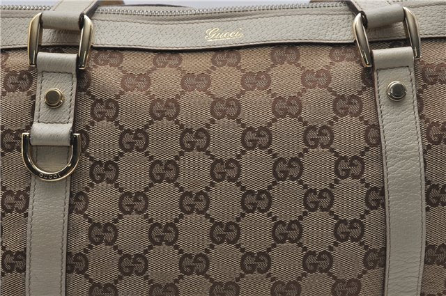 Authentic GUCCI Abbey Shoulder Tote Bag GG Canvas Leather 141470 Brown 9706D