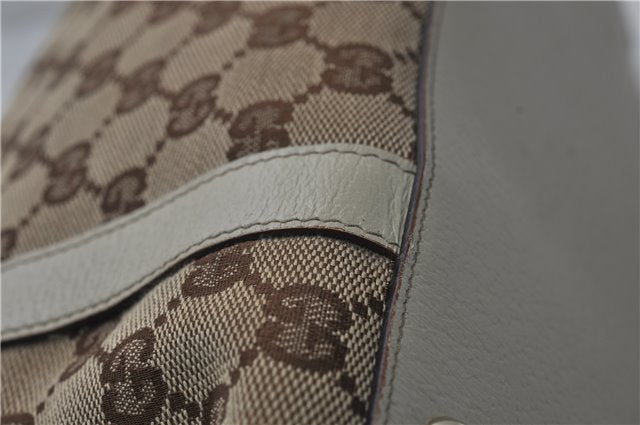 Authentic GUCCI Abbey Shoulder Tote Bag GG Canvas Leather 141470 Brown 9706D