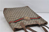 Authentic GUCCI Web Sherry Line Shoulder Tote Bag PVC Leather Brown 9708C