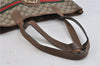 Authentic GUCCI Web Sherry Line Shoulder Tote Bag PVC Leather Brown 9708C