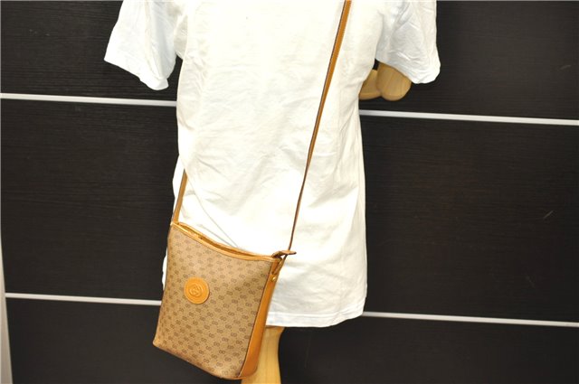 Authentic GUCCI Micro GG PVC Leather Shoulder Cross Body Bag Brown 9710C