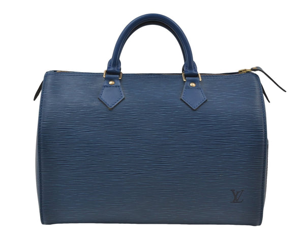 Authentic Louis Vuitton Epi Speedy 30 Hand Boston Bag Blue M43005 LV 9712D