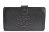 Authentic CHANEL Caviar Skin CC Logo Long Wallet Purse Black Junk 9714F