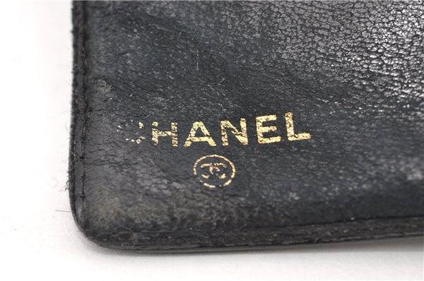 Authentic CHANEL Caviar Skin CC Logo Long Wallet Purse Black Junk 9714F