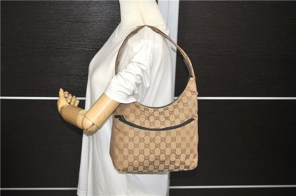 Authentic GUCCI Shoulder Hand Bag Purse GG Canvas Leather 0013386 Brown 9715C