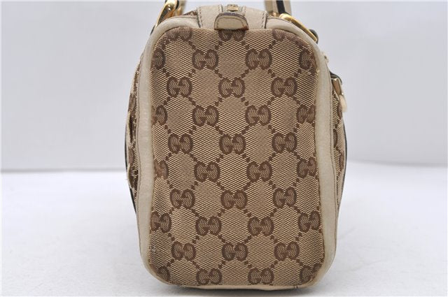 Authentic GUCCI Abbey Shoulder Bag GG Canvas Leather 130942 Brown Ivory 9716C