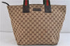 Authentic GUCCI Web Sherry Line Tote Bag GG Canvas Leather 131231 Brown 9719C