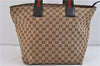 Authentic GUCCI Web Sherry Line Tote Bag GG Canvas Leather 131231 Brown 9719C