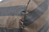 Authentic FENDI Vintage Pequin Hand Tote Bag Purse PVC Leather Brown Black 9720G