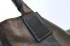 Authentic FENDI Vintage Pequin Hand Tote Bag Purse PVC Leather Brown Black 9720G
