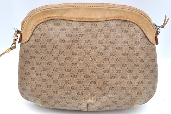 Authentic GUCCI Vintage Micro GG PVC Leather Shoulder Bag Purse Brown Junk 9722G