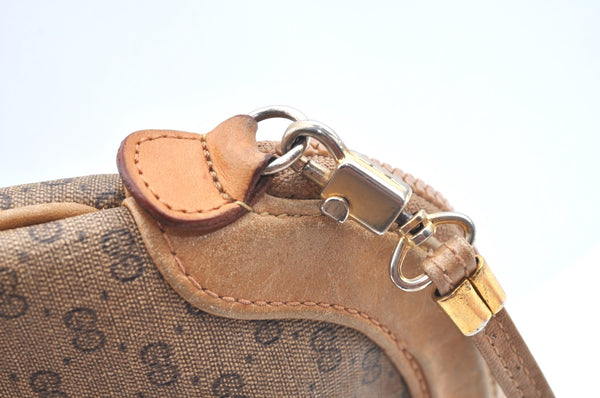 Authentic GUCCI Vintage Micro GG PVC Leather Shoulder Bag Purse Brown Junk 9722G