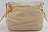 Authentic PRADA Nylon Leather Shoulder Cross Body Bag Purse Ivory Gold 9728C
