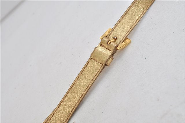 Authentic PRADA Nylon Leather Shoulder Cross Body Bag Purse Ivory Gold 9728C